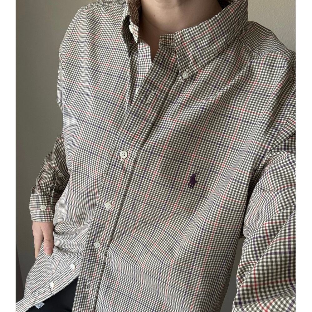 Ralph Lauren plaid button down collegiate preppy grandpa academia 90s y2k work